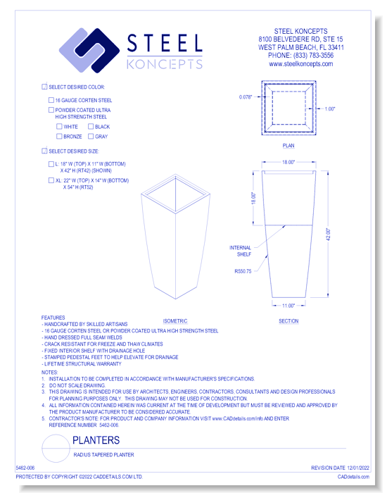 Radius Tapered Planter