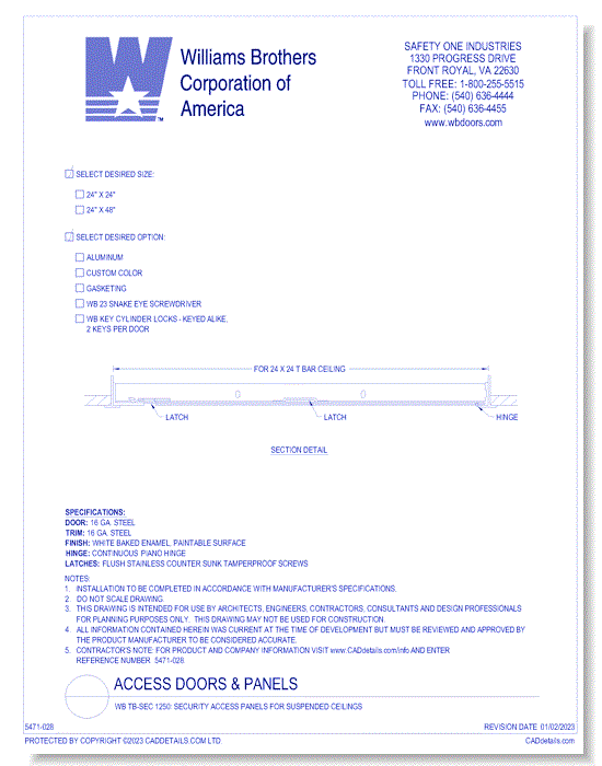 WB TB-SEC 1250: Security Access Panels for Suspended Ceilings