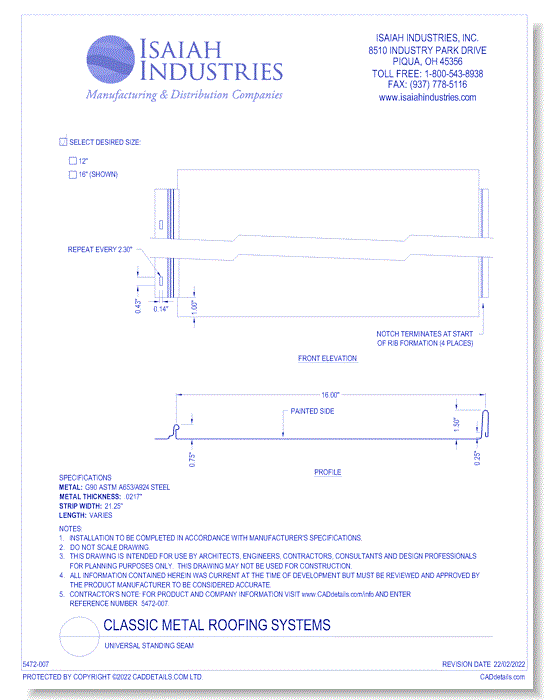 Universal Standing Seam