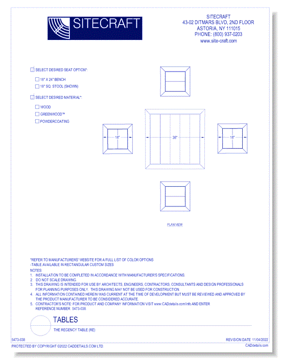 The Regency Table (RE)