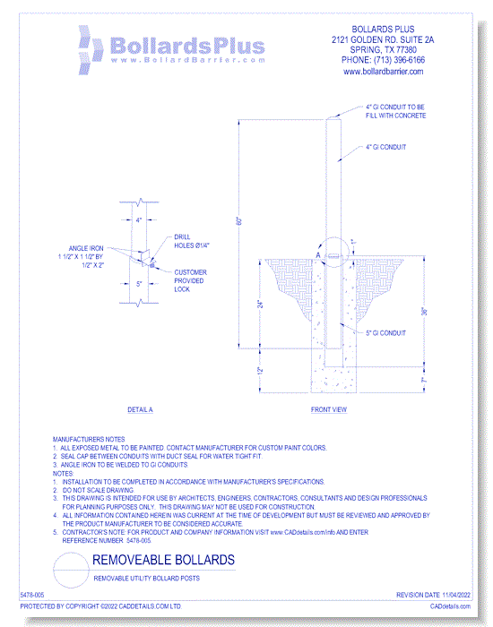 Removeable Bollards: Removable Utility Bollard Posts