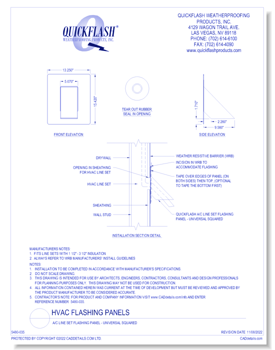 A/C Line Set Flashing Panel - Universal Squared
