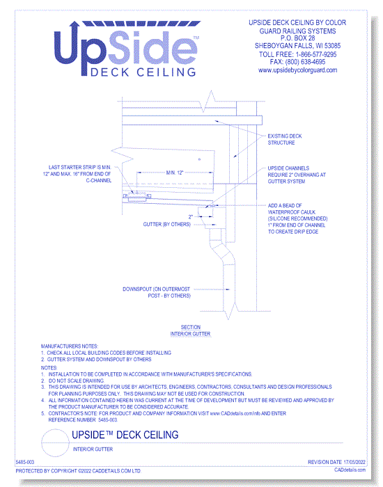 UpSide™ Deck Ceiling: Interior Gutter
