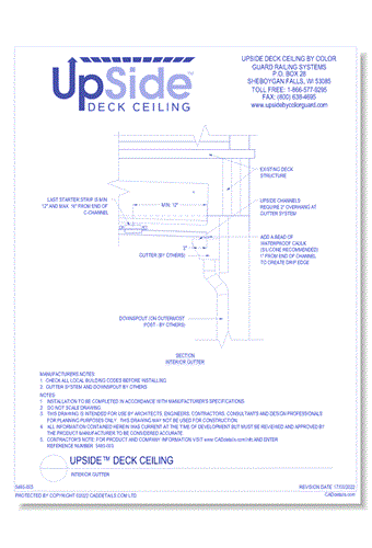 UpSide™ Deck Ceiling: Interior Gutter