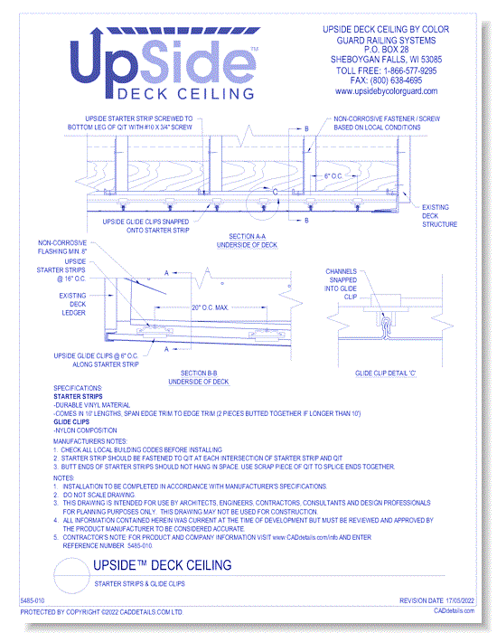 UpSide™ Deck Ceiling: Starter Strips & Glide Clips