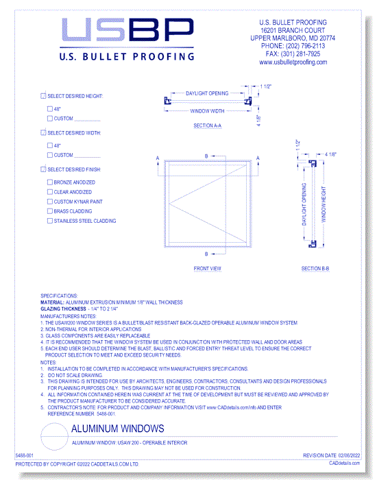 Aluminum Window: USAW 200 - Operable Interior