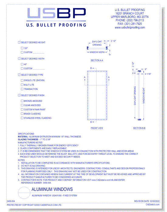 Aluminum Window: USAW 800 - Fixed System