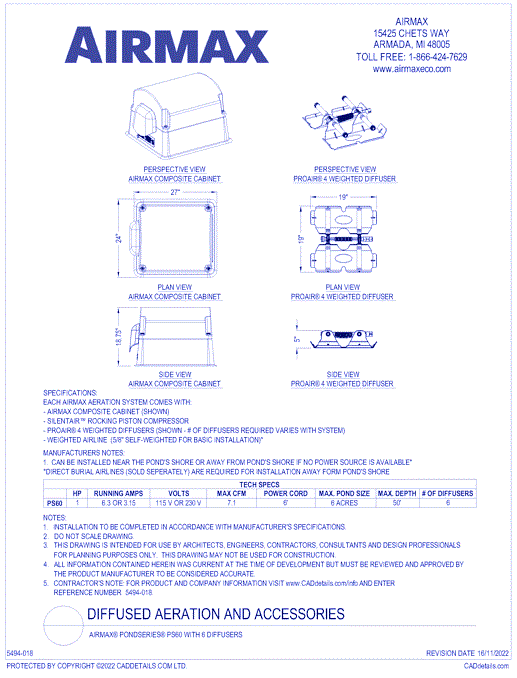 Airmax® PondSeries® PS60 With 6 Diffusers