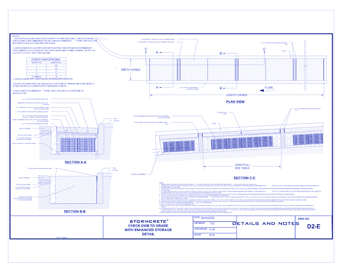 Stormcrete: Check Dam To Surface Elevation (Standard and Enhanced Storage) 