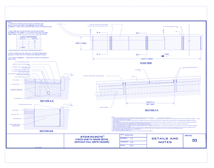 Stormcrete: Check Dam To Surface Elevation Without Flush Header (Standard and Enhanced Storage)