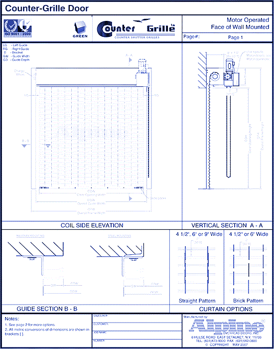 Counter-Grille™ Face Mounted to Masonry: Motor Operation