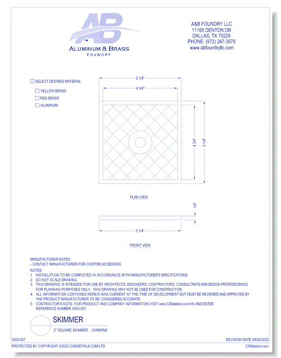 5" Square Skimmer – Diamond