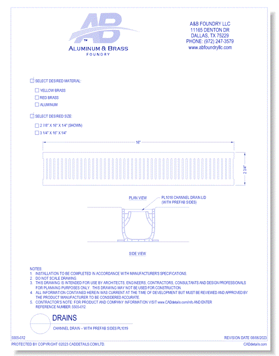Channel Drain – Prefab Sides Shown PL1019