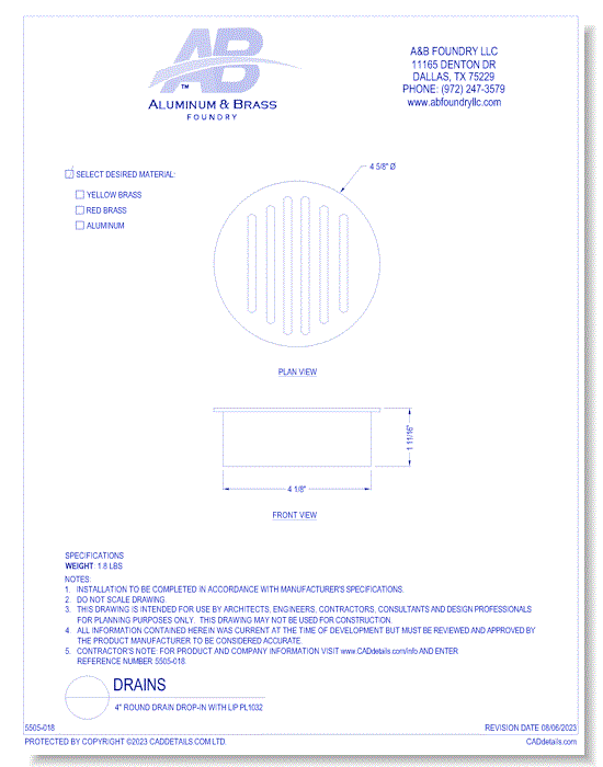 4" Round Drop-In with Lip – PL1032