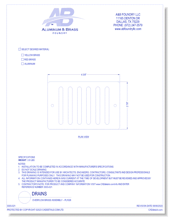 Overflow Brass Assembly – PL1026