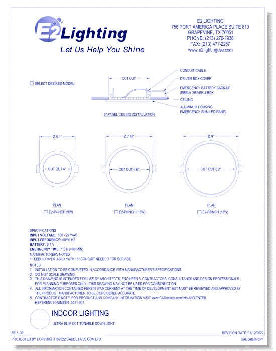Ultra Slim CCT Tunable Down Light