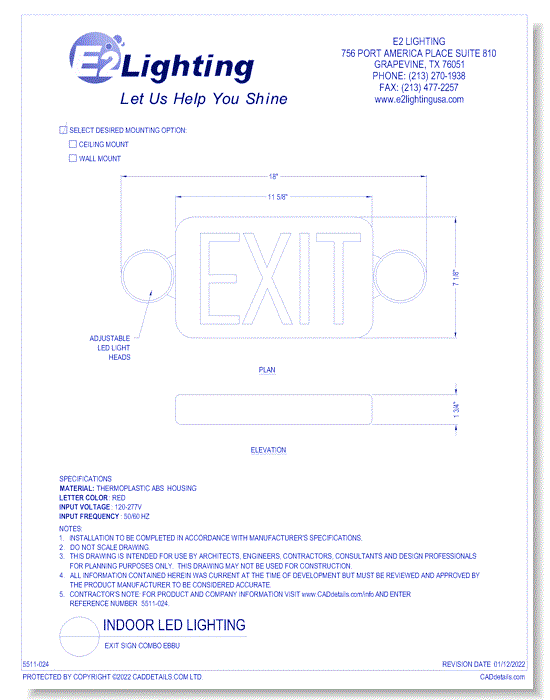 Exit Sign Combo EBBU 