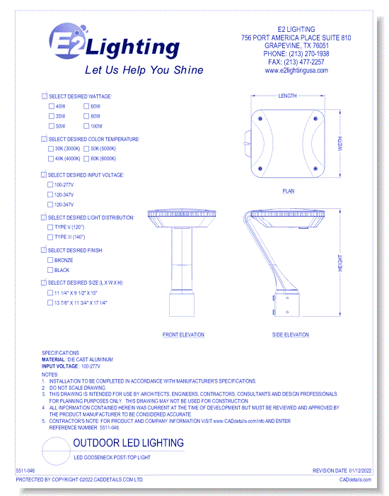 LED Gooseneck Post-Top Light