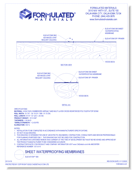 Sheet Waterproofing Membranes: Elevation™ S60 