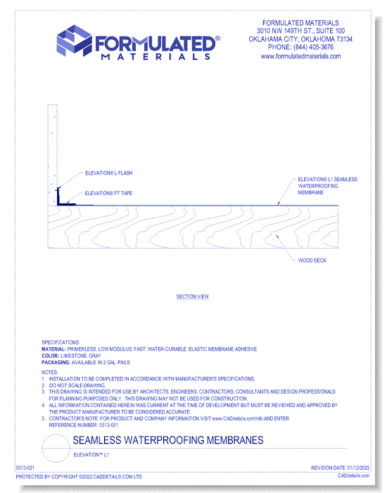 Seamless Waterproofing Membrane: Elevation™ L1