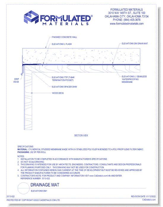 Drainage Mat: Elevation® DM1 