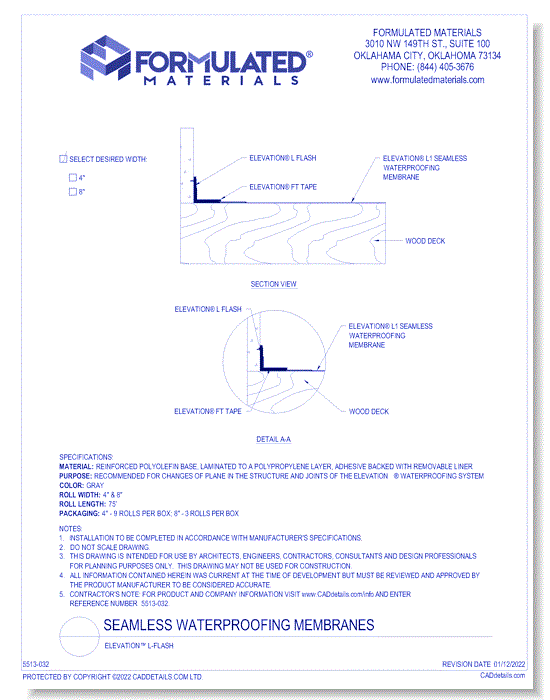 Seamless Waterproofing Membrane: Elevation™ L-Flash 