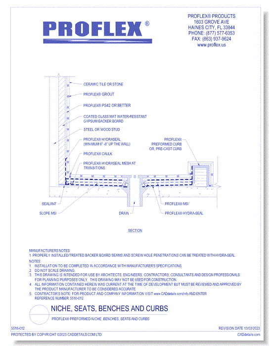 Niche, Seats, Benches, Curbs: PROFLEX® Preformed Niche, Benches, Seats & Curbs