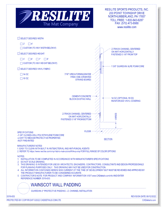 Guardian 2" Protective Padding - Z-Channel Installation
