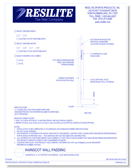 Guardian XL 2 1/2" Protective Padding - Slot Back Installation
