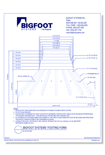 BIGFOOT SYSTEMS® Footing Form:  BF28 Form