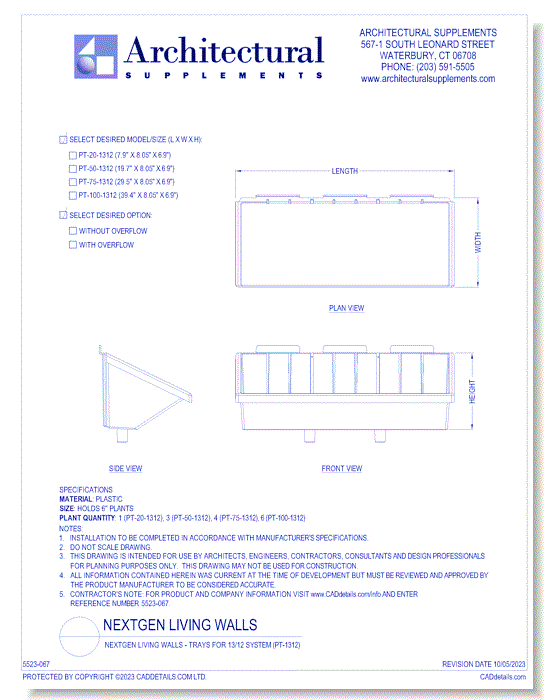 NextGen Living Walls - Trays for 13/12 System (PT-1312)