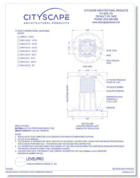 LevelPro - LP406-414 Pedestal Series (5" - 40")