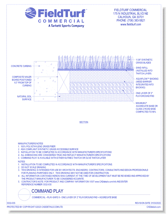 Command Play: Commercial - Play-Safe 8 - One Layer of 2" Playground Pad + Aggregate Base 