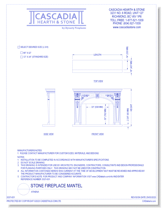 Stone Fireplace Mantel: Athena