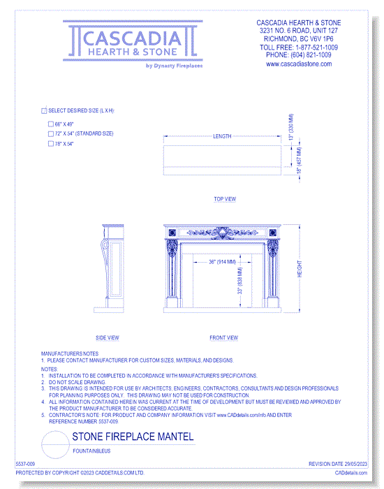 Stone Fireplace Mantel: Fountainbleus 