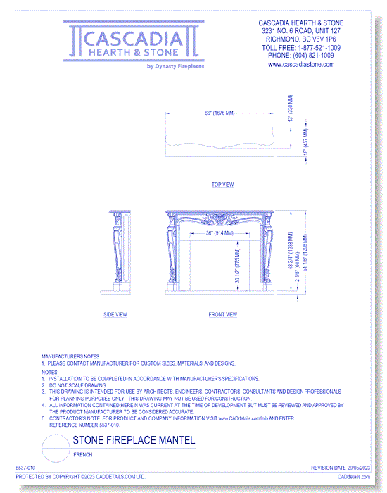 Stone Fireplace Mantel: French 