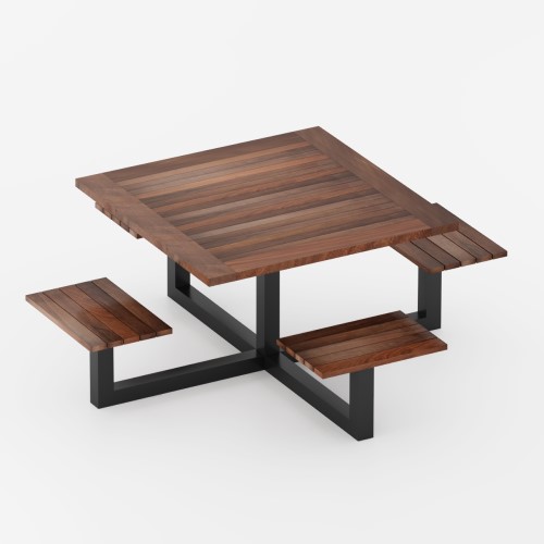 CAD Drawings BIM Models Ipe OutDoor Square Integrated Picnic Table Sets