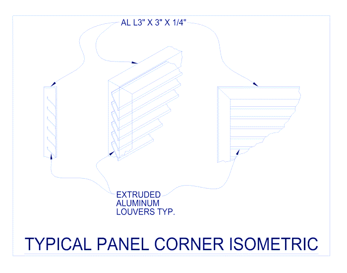 Atlas Industrial Horizontal Louvers: Horizontal Louver Infill Panel Corner Isometric