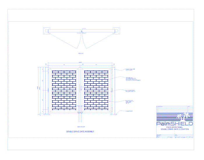 Faux Concrete Screening: Faux Brick Panel Double Drive Gate Elevation