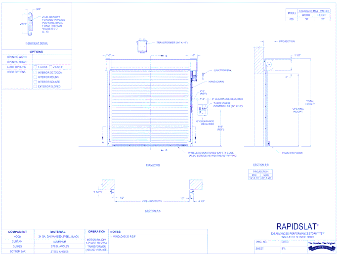 Advanced Rolling Steel Service Doors - RapidSlat® Model 626
