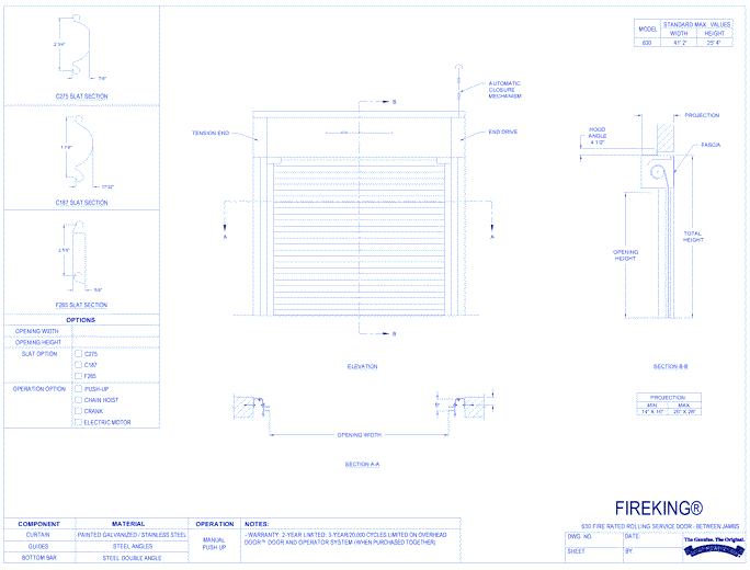 Fire-Rated Service Doors - FireKing® Model 630