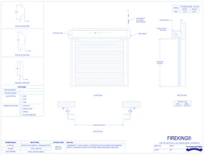 Fire-Rated Service Doors - FireKing® Model 634