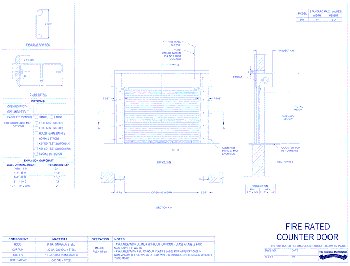 640 - Fire Rated Rolling Counter Door (Between Jambs)