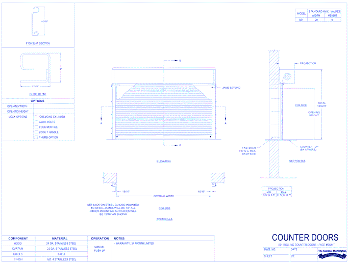 651 - Rolling Counter Doors (Face Mount)