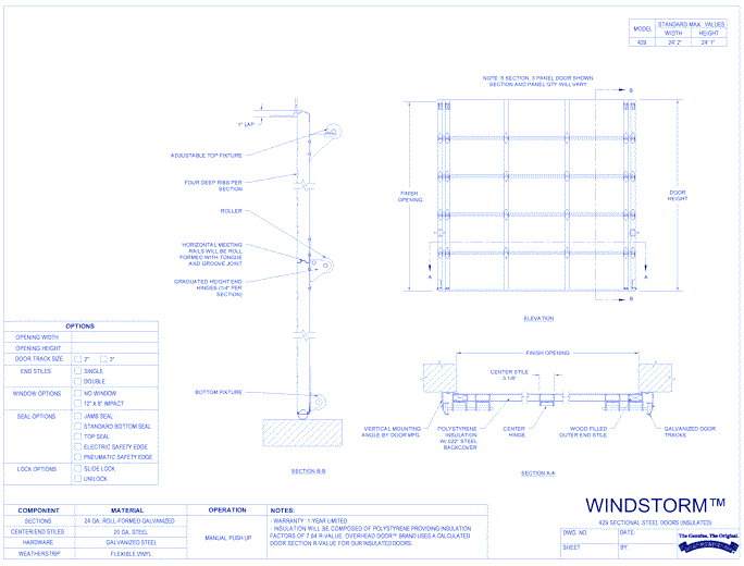 Insulated Wind Load Sectional Door 429