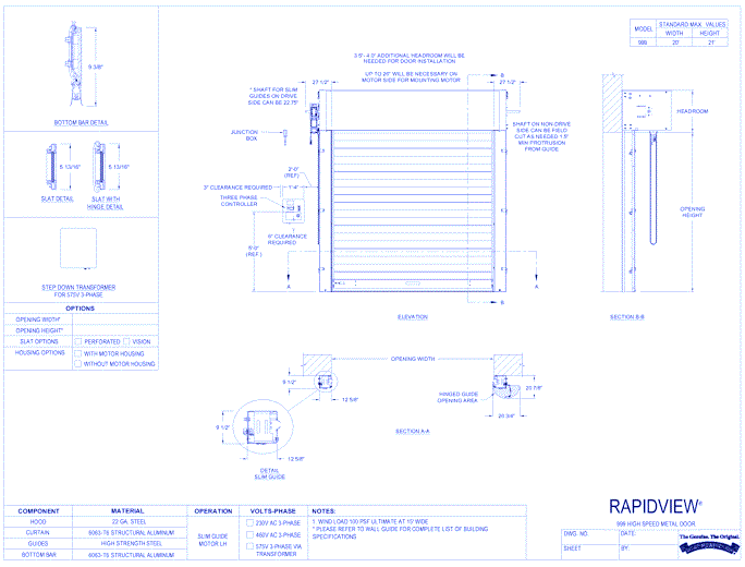 High Speed Exterior Full-View Metal Door – RapidView® 999