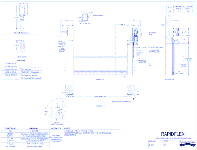 RapidFlex® 992 - Strutted Interior High Speed Fabric Door