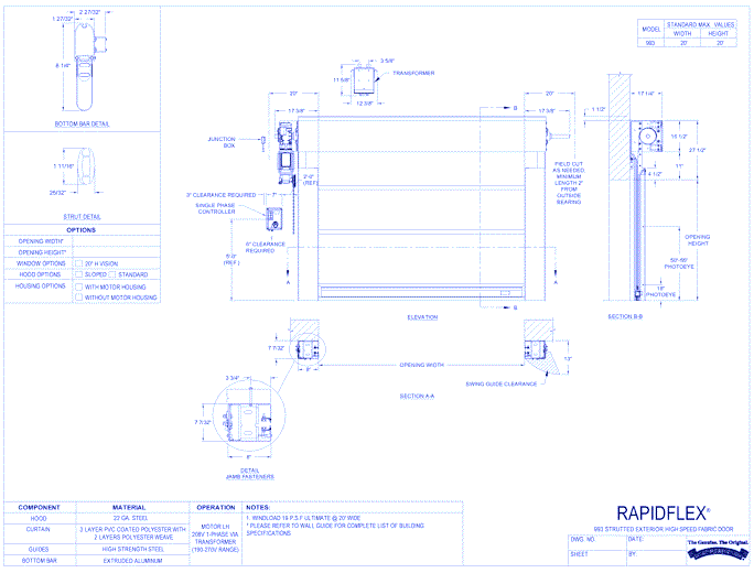 High Speed Exterior Fabric Door - RapidFlex® 993