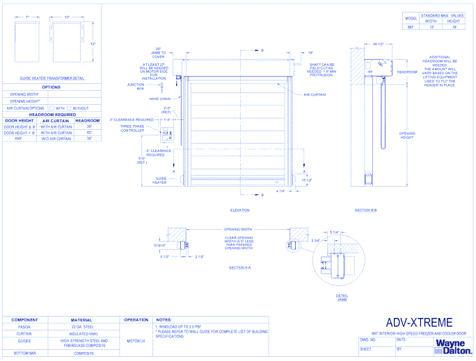 ADV-Xtreme 887 -  Interior High Speed Freezer and Cooler Door