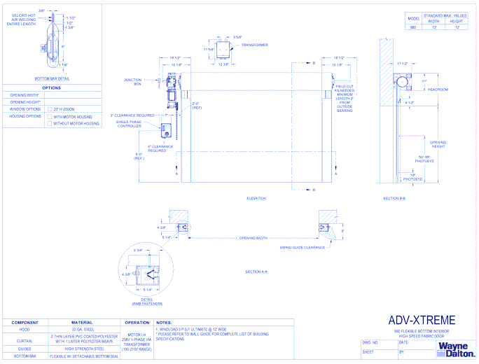 ADV-Xtreme 880 - Flexible Bottom Interior High Speed Fabric Door
